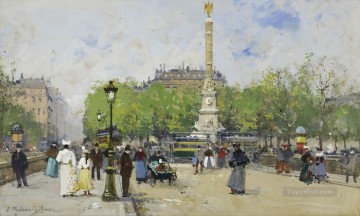Place de Chatelet Eugene Galien Parisian Oil Paintings